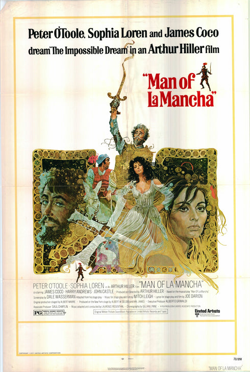 man of la mancha 1972 one sheet poster folded